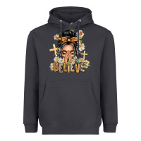 Smoke Gray Hair Believe Praying Caucasian Messy Bun Heavyweight Hoodie - texasbilliewilder