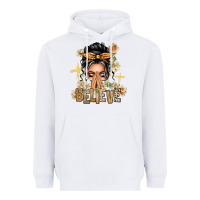 White Gray Hair Believe Praying Caucasian Messy Bun Heavyweight Hoodie - texasbilliewilder