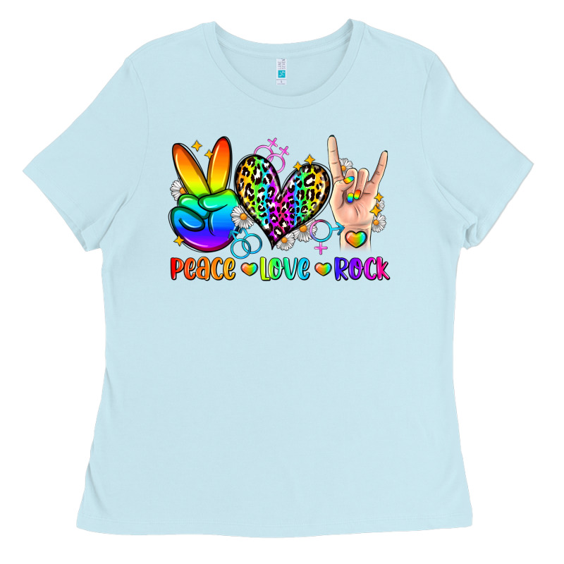Peace Love Rock Ladies Tee by Zillion Design Studio | Teevron