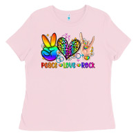 Bubblegum Pink peace love rock Ladies Tee - Zillion Design Studio