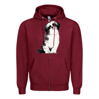 Burgundy shih tzu dog Zipper Hoodie - LillyAllenDesigns