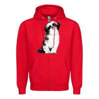 Red shih tzu dog Zipper Hoodie - LillyAllenDesigns