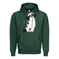 Sports Green shih tzu dog Zipper Hoodie - LillyAllenDesigns