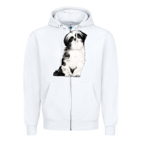 White shih tzu dog Zipper Hoodie - LillyAllenDesigns