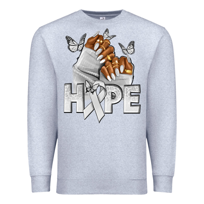 Hope White Ribbon Lung Cancer Nails Premium Sweatshirt by NancyCooperArtShop | Teevron