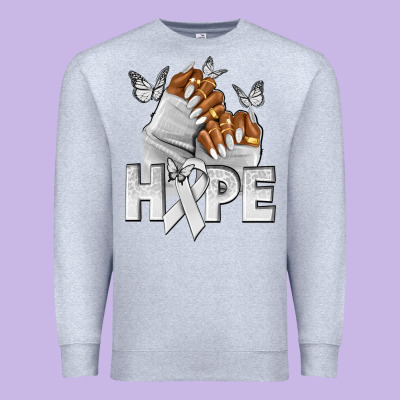 Hope White Ribbon Lung Cancer Nails Premium Sweatshirt Designed By Nancycooperartshop