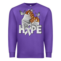 Purple hope white ribbon lung cancer nails Premium Sweatshirt - NancyCooperArtShop