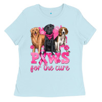 Baby Blue Paws For The Cure Ladies Tee - texasbilliewilder