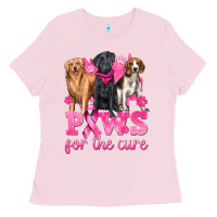 Bubblegum Pink Paws For The Cure Ladies Tee - texasbilliewilder