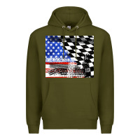 Army Green racing checkered flag tumbler tbs Premium Hoodie - TumblerDesignByShophia