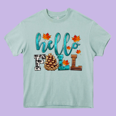 Hello Fall Heavy Core Tee Designed By Hra Design Shop