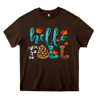 Chocolate Brown hello fall Heavy Core Tee - HRA Design Shop