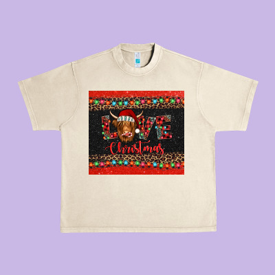 Love Christmas Highland Cow And Turquoise Gemstone Urban Heavy Tee Designed By Jasminsmagicworld