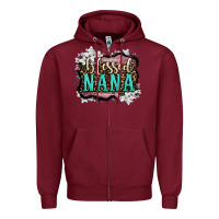 Burgundy blessed nana Zipper Hoodie - LillyAllenDesigns