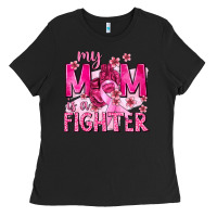Black My Mom Is a Fighter with Ribbon Ladies Tee - texasbilliewilder