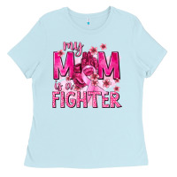 Baby Blue My Mom Is a Fighter with Ribbon Ladies Tee - texasbilliewilder