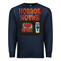 Navy Horror Movies and Chill Premium Sweatshirt - texasbilliewilder