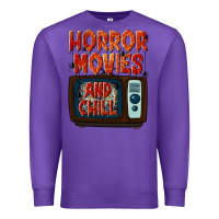 Purple Horror Movies and Chill Premium Sweatshirt - texasbilliewilder