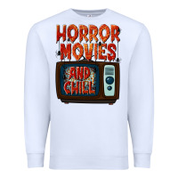 White Horror Movies and Chill Premium Sweatshirt - texasbilliewilder