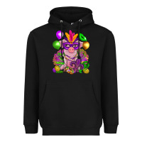 Black Mardi Gras pig Heavyweight Hoodie - NancyCooperArtShop