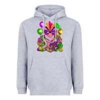 Heather Grey Mardi Gras pig Heavyweight Hoodie - NancyCooperArtShop