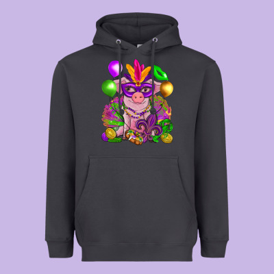 Mardi Gras Pig Heavyweight Hoodie Designed By Nancycooperartshop