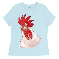 Baby Blue silly chicken head Ladies Tee - RanaPortraitStore