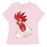 Bubblegum Pink silly chicken head Ladies Tee - RanaPortraitStore