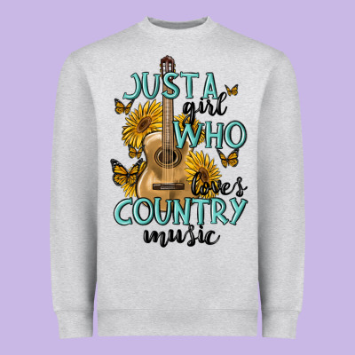 Just A Girl Who Loves Country Music Heavyweight Sweatshirt Designed By Maliassmallbusiness