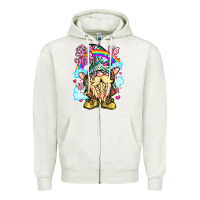 Oatmeal Heather best mom gnome rainbow clouds butterfly glitter Zipper Hoodie - LillyAllenDesigns