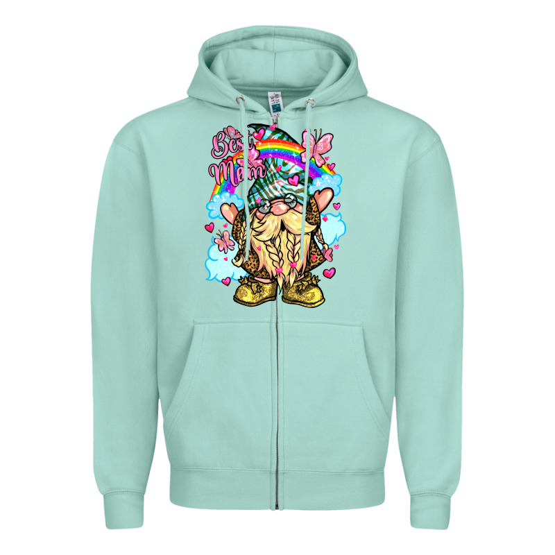 Best Mom Gnome Rainbow Clouds Butterfly Glitter Zipper Hoodie by LillyAllenDesigns | Teevron