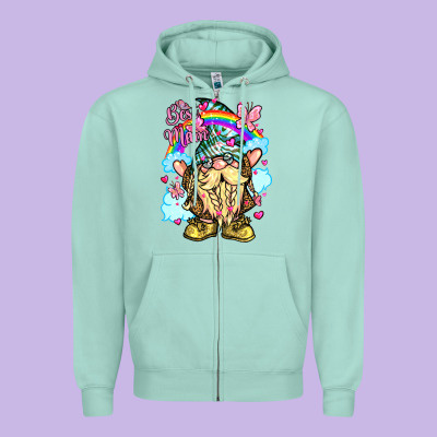 Best Mom Gnome Rainbow Clouds Butterfly Glitter Zipper Hoodie Designed By Lillyallendesigns