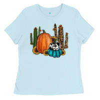 Baby Blue sunflower cactus pumpkin fall Ladies Tee - RanaPortraitStore