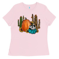 Bubblegum Pink sunflower cactus pumpkin fall Ladies Tee - RanaPortraitStore