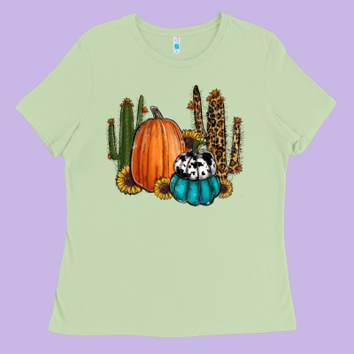 Sunflower Cactus Pumpkin Fall Ladies Tee Designed By Ranaportraitstore