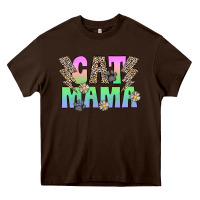 Chocolate Brown cat mama Heavy Core Tee - CowhideDigitalArt