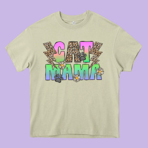 Cat Mama Heavy Core Tee Designed By Cowhidedigitalart