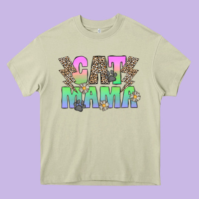Cat Mama Heavy Core Tee Designed By Cowhidedigitalart