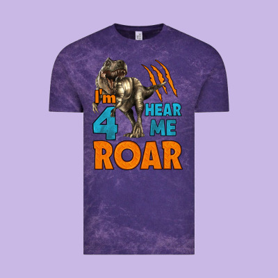 I'm Four Hear Me Roar Dinosaur Birthday Vintage Tee Designed By Lillyallendesigns
