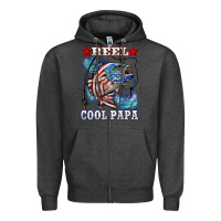 Charcoal Heather reel cool papa american flag bass fishing Zipper Hoodie - LillyAllenDesigns