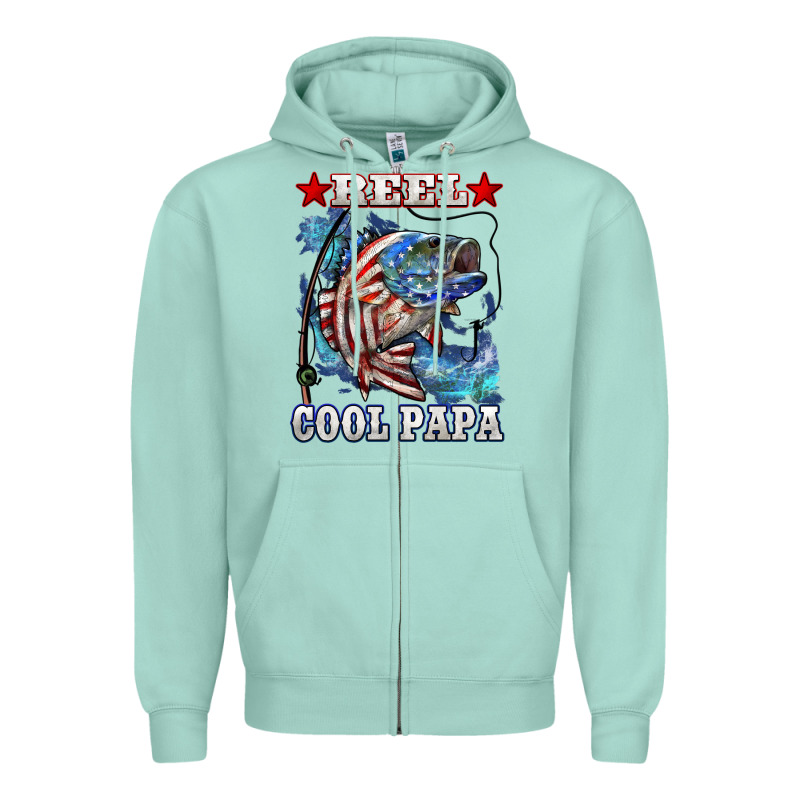 Reel Cool Papa American Flag Bass Fishing Zipper Hoodie by LillyAllenDesigns | Teevron