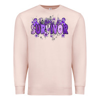 Pale Pink I am a survivor purple ribbon Premium Sweatshirt - NancyCooperArtShop