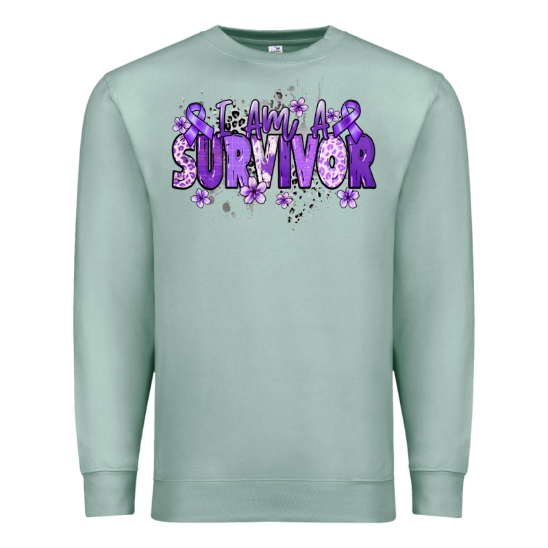 I Am A Survivor Purple Ribbon Premium Sweatshirt by NancyCooperArtShop | Teevron