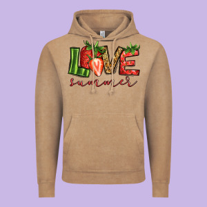 Love Summer Strawberry Vintage Hoodie Designed By Jasminsmagicworld