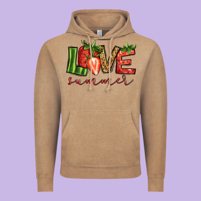 Love Summer Strawberry Vintage Hoodie Designed By Jasminsmagicworld