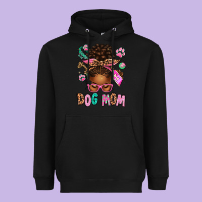 Afro Messy Bun Dog Mom Heavyweight Hoodie Designed By Texasbilliewilder