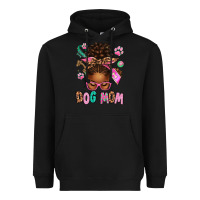 Black Afro Messy Bun Dog Mom Heavyweight Hoodie - texasbilliewilder