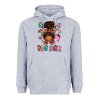 Heather Grey Afro Messy Bun Dog Mom Heavyweight Hoodie - texasbilliewilder