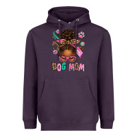 Plum Afro Messy Bun Dog Mom Heavyweight Hoodie - texasbilliewilder
