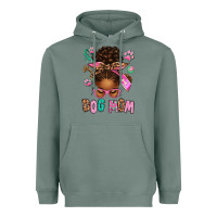 Sage Afro Messy Bun Dog Mom Heavyweight Hoodie - texasbilliewilder